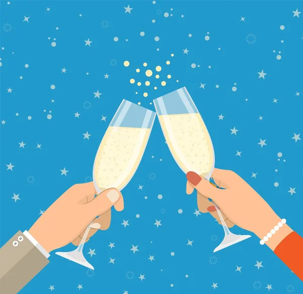 People holding champagne glasses — Stock Vector