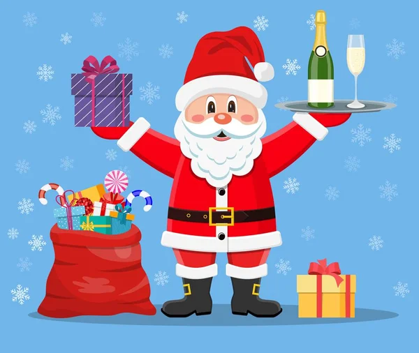 Happy Santa Claus with presents — Stock Vector