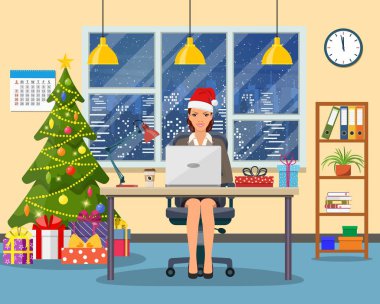 Noel ve yeni yıl modern ofis