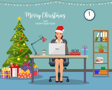 Noel ve yeni yıl modern ofis