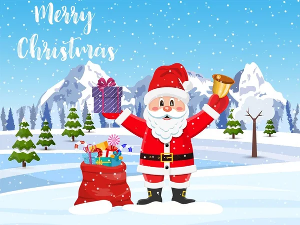 Père Noël avec un sac de jouets — Image vectorielle