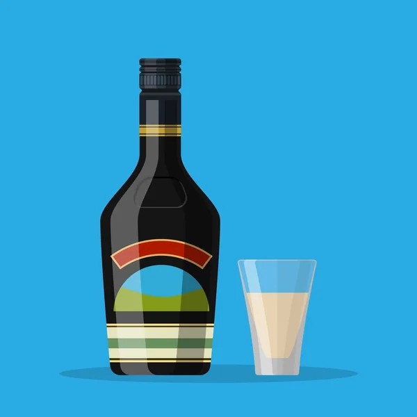 Botella de licor de crema de café de chocolate — Vector de stock