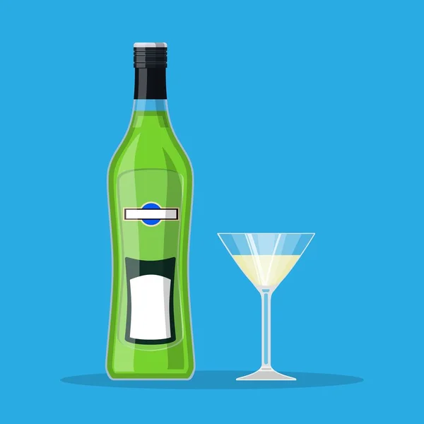 Flacon vermouth avec verre . — Image vectorielle