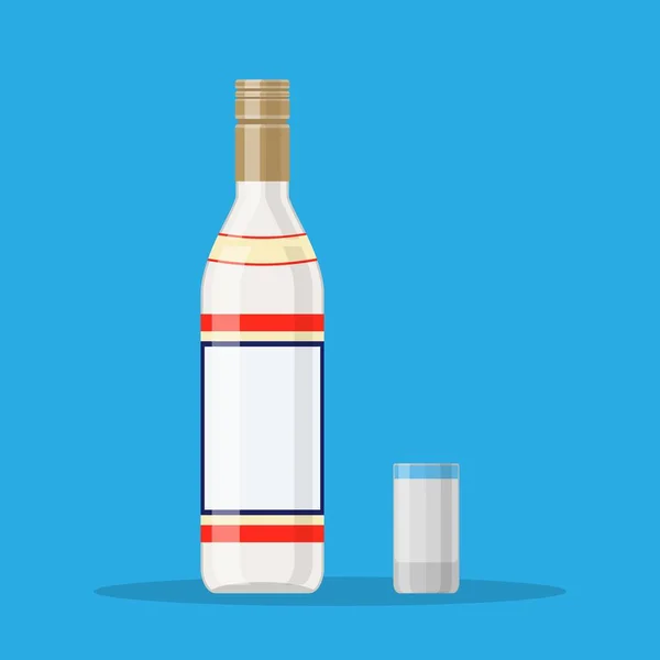 Botella de vodka con vaso . — Vector de stock