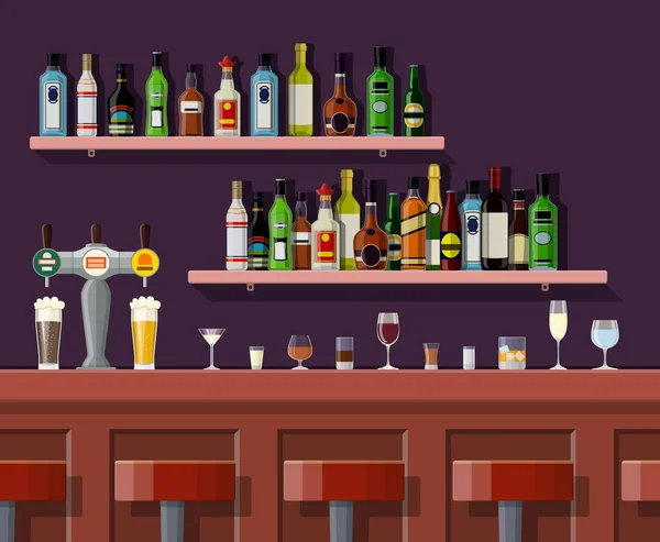 Interieur van pub, cafe of bar. — Stockvector