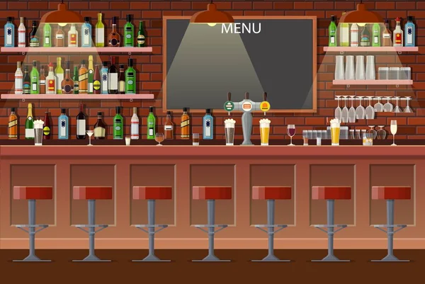 酒吧、咖啡馆或酒吧的内部. — 图库矢量图片