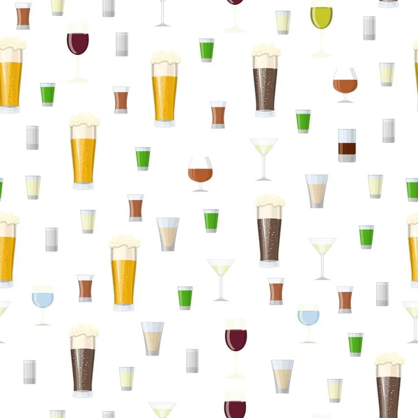 Seamless pattern with Alcoholic drinks glasses — Stock Vector