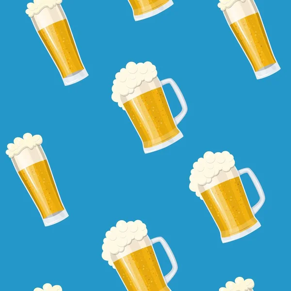 Naadloze patroon mok van bier. — Stockvector