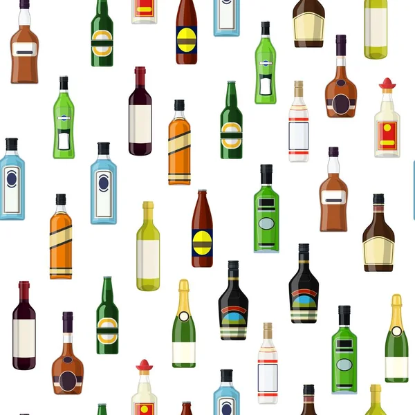 Seamless mönster med alkohol flaskor — Stock vektor