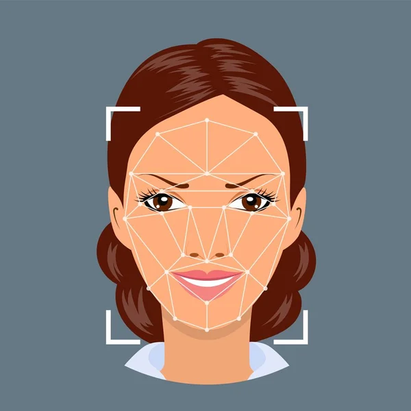 Technologia rozpoznawania twarzy — Wektor stockowy