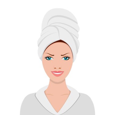 Woman with a towel on her head clipart