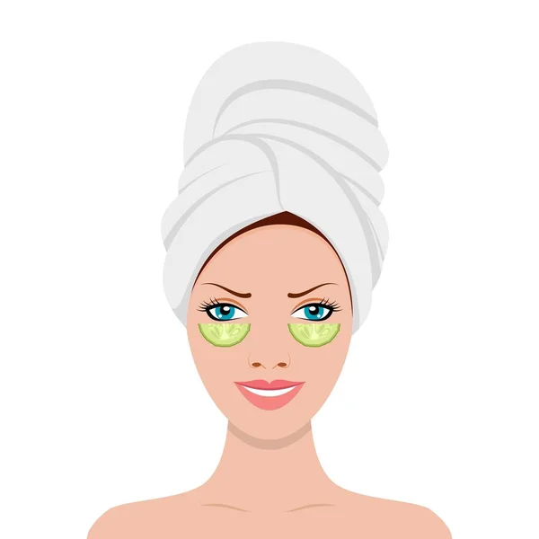Женщина в полотенце на голове — стоковый вектор
