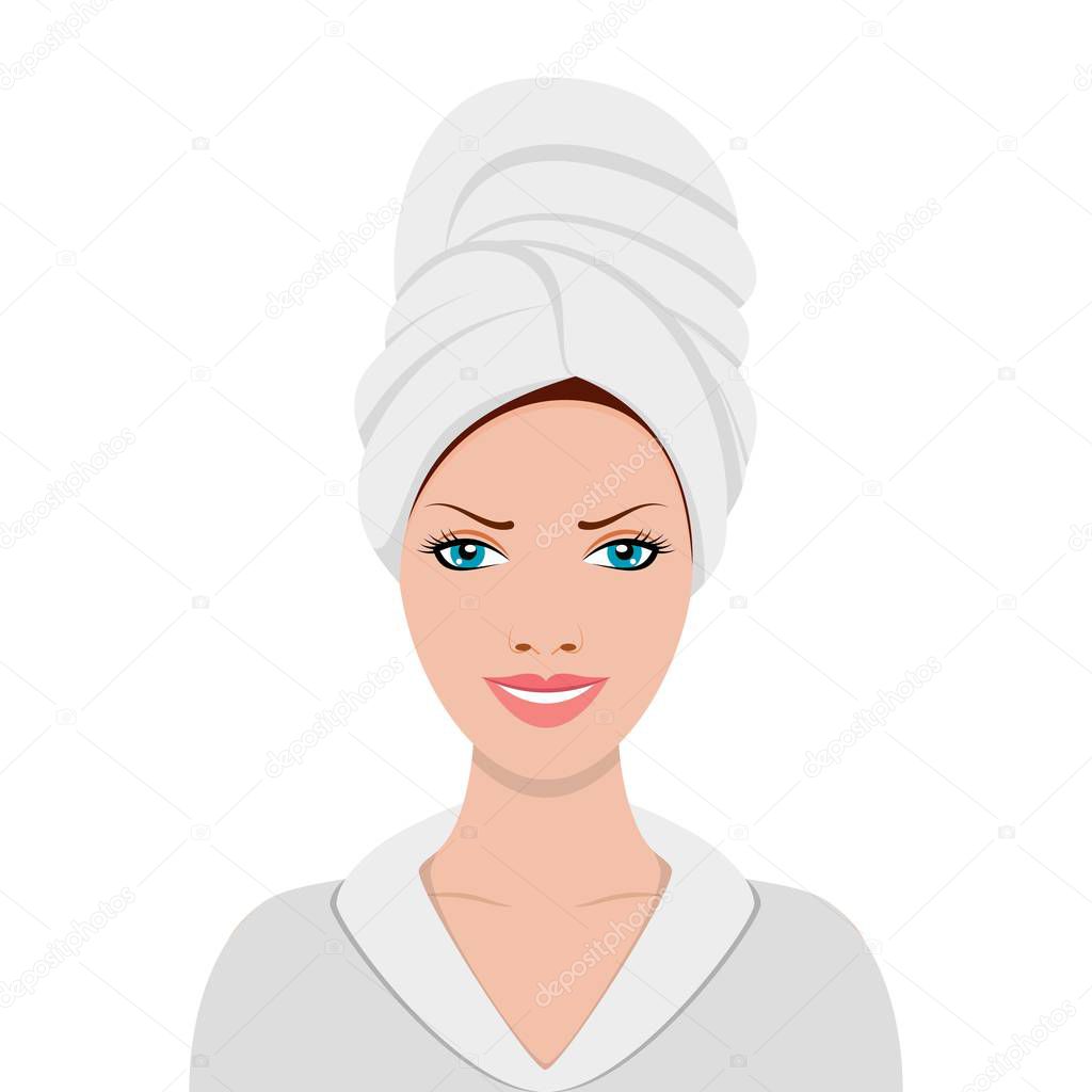 Woman with a towel on her head