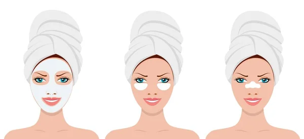 Γυναικείο κεφάλι σε πετσέτα — Διανυσματικό Αρχείο