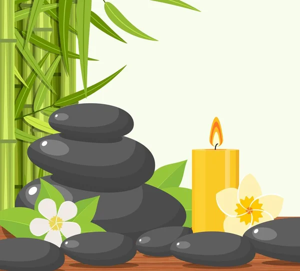 Bamboo and stones - spa background — Stock Vector