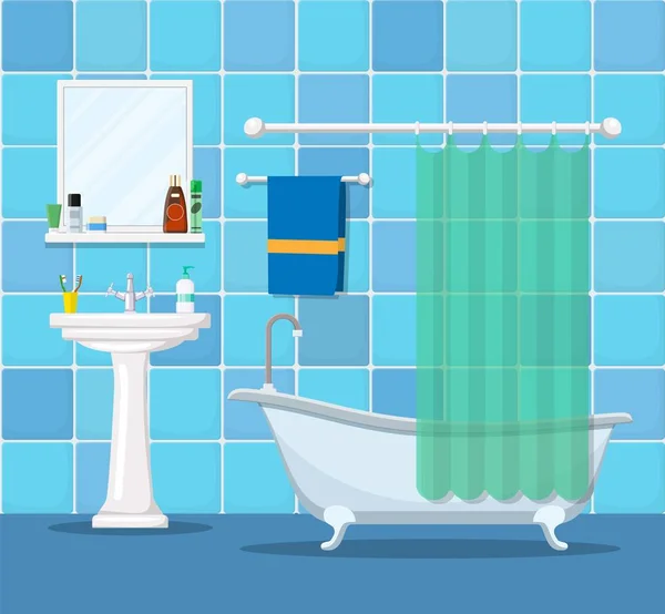 Intérieur salle de bain moderne avec meubles — Image vectorielle