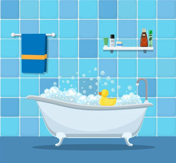带泡沫泡泡的浴缸 — 图库矢量图片