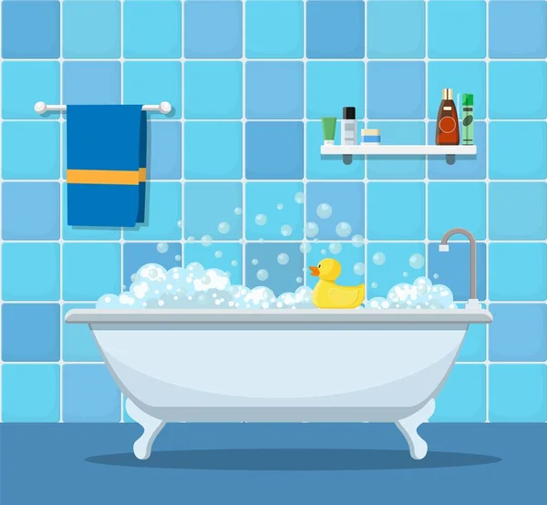 Bañera con burbujas de espuma — Vector de stock