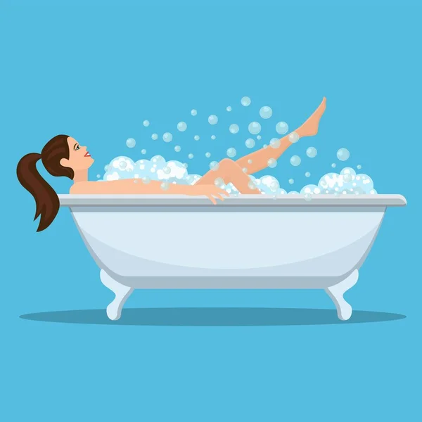 Mulher tomando um banho . — Vetor de Stock