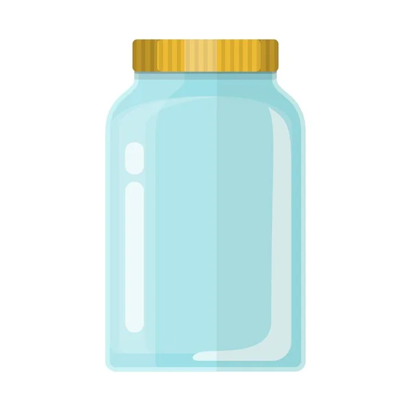 Empty glass transparent jar with gold lid. — Stock Vector