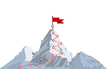 Mountain climbing route to peak clipart