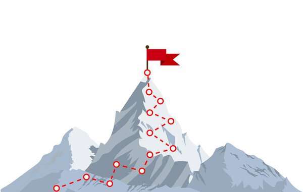 Mountain climbing route to peak