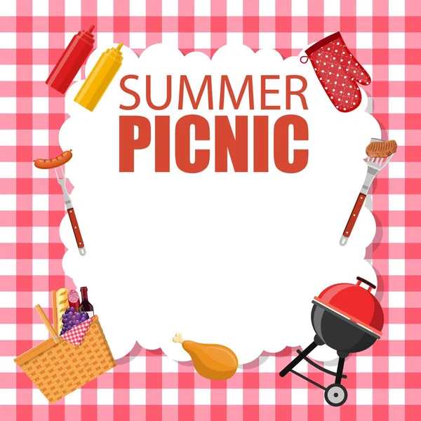 Piknik parti davetiye — Stok Vektör