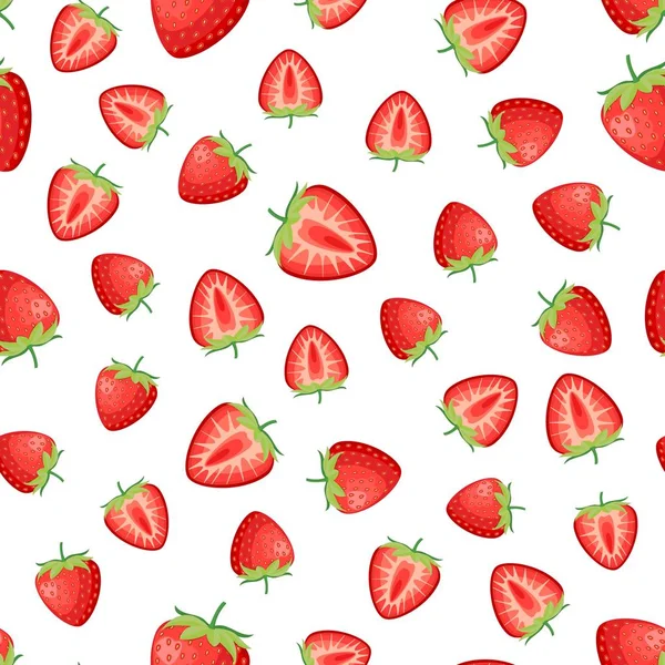 Μούρα φράουλα με φύλλα ομαλή μοτίβο — Διανυσματικό Αρχείο
