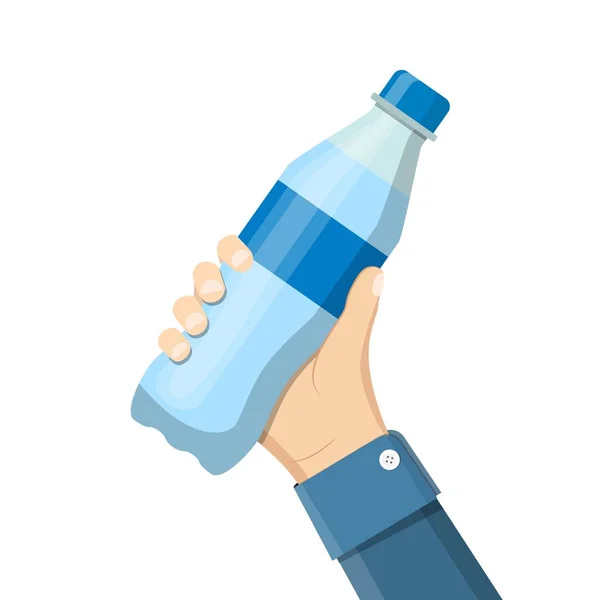 Flaska läsk håll i handen. — Stock vektor