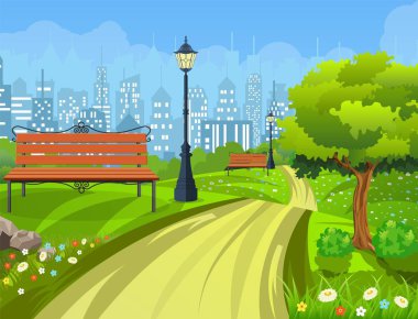 Ağaç ve fener Park ile tezgah.