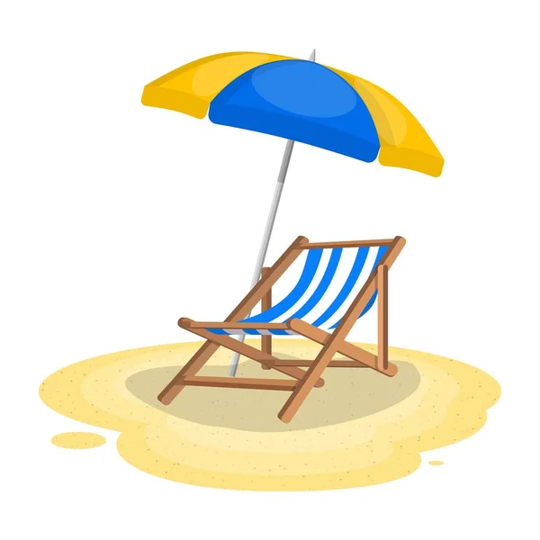 Umbrella and sun lounger on the beach — Stock Vector