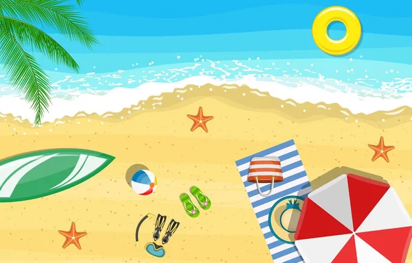 夏季海滩度假日光浴床 — 图库矢量图片