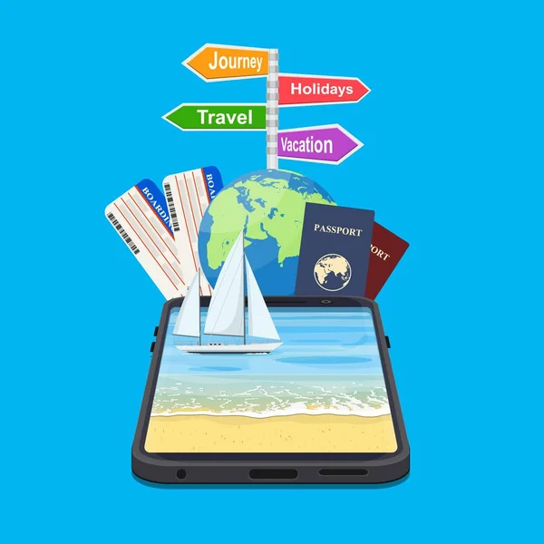 Online üdülés Travel Mobile App — Stock Vector