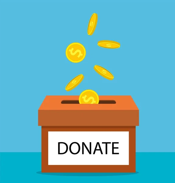 Donar dinero con caja — Vector de stock