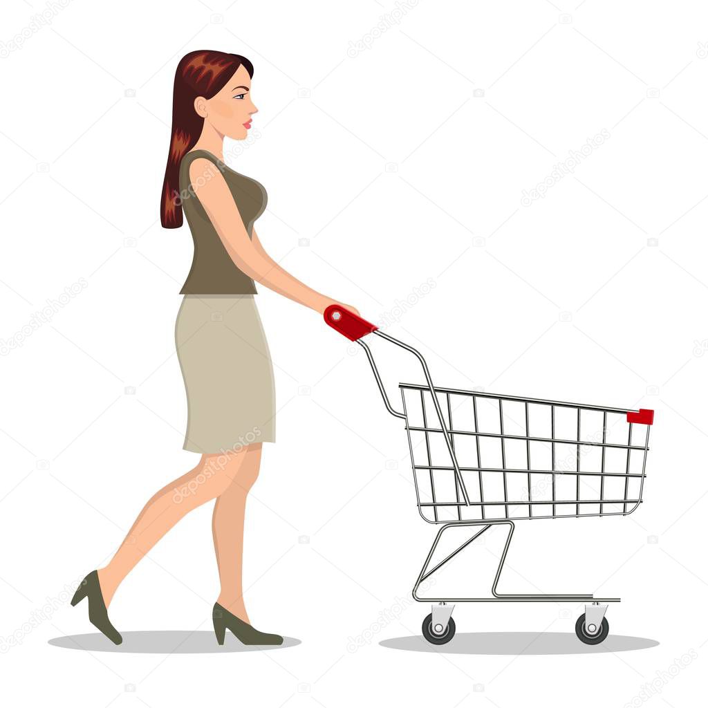 shopping woman with a cart