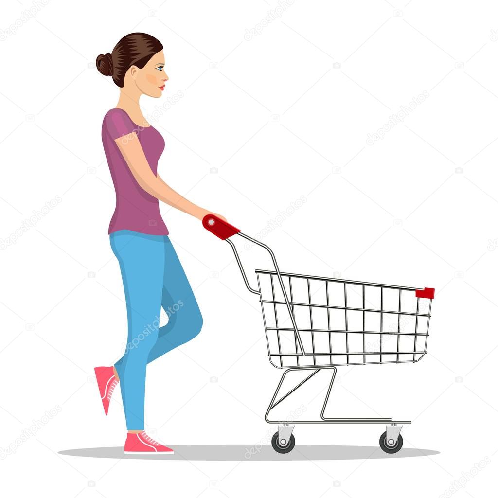 shopping woman with a cart