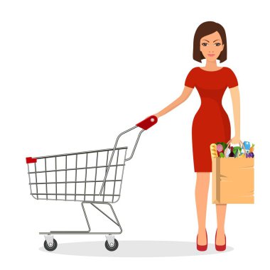 Kadın süpermarketten alışveriş yapıyor.