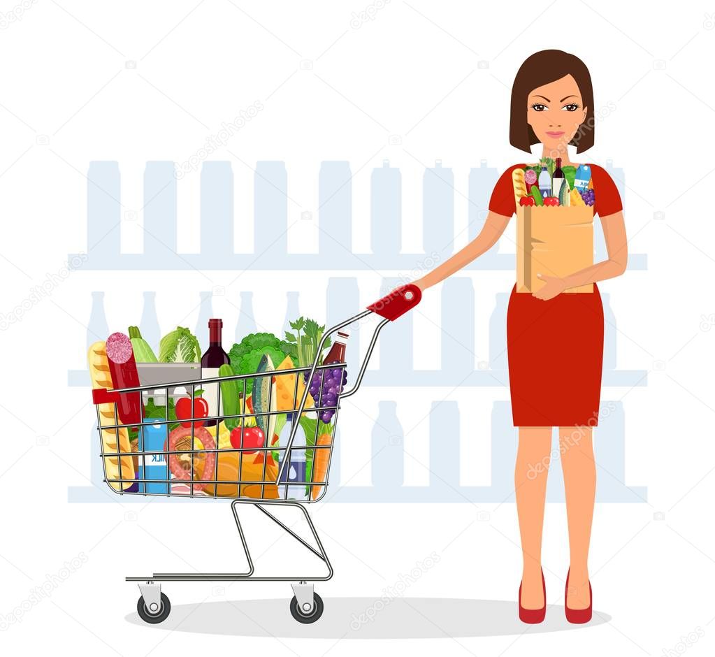 Young woman shopping for groceries