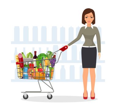 Bakkaliye alışverişi için genç kadın