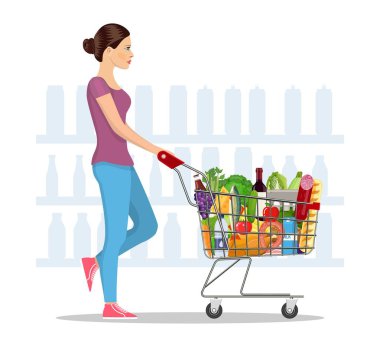 Bakkaliye alışverişi için genç kadın