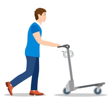 adam bavul ile Bagaj sepeti itmek.