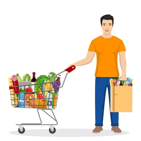 Мужчины покупки в супермаркете — стоковый вектор