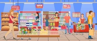 İnsanlar süpermarkette alışveriş