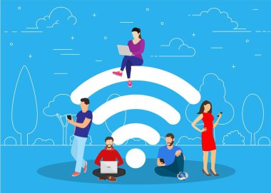 Serbest internet bölgesinde çalışan kişiler