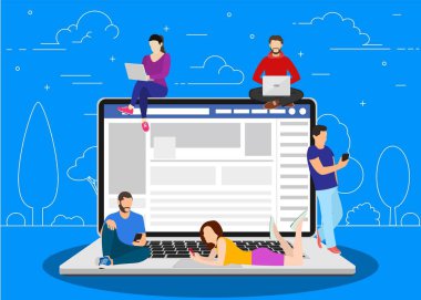 Sosyal ağ web sitesi sörf kavramı