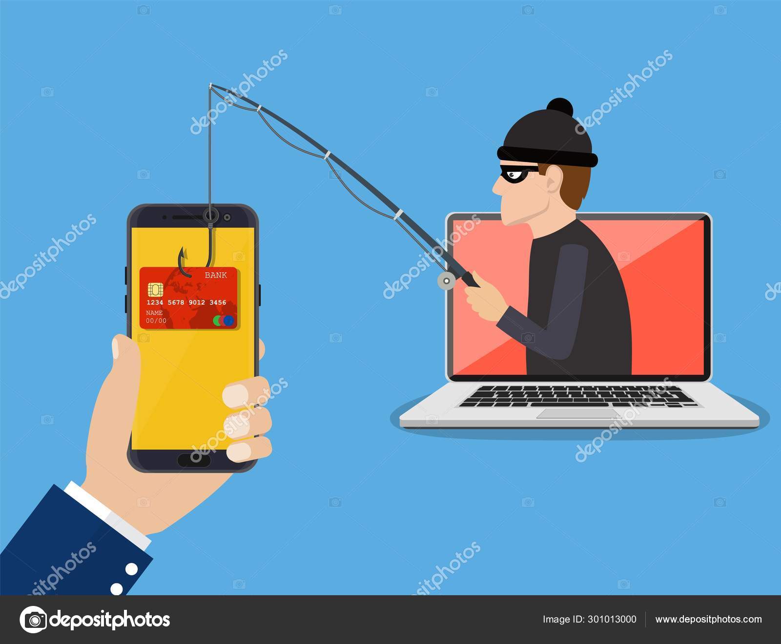 Internet phishing and hacking attack concept. Stock Vector by
