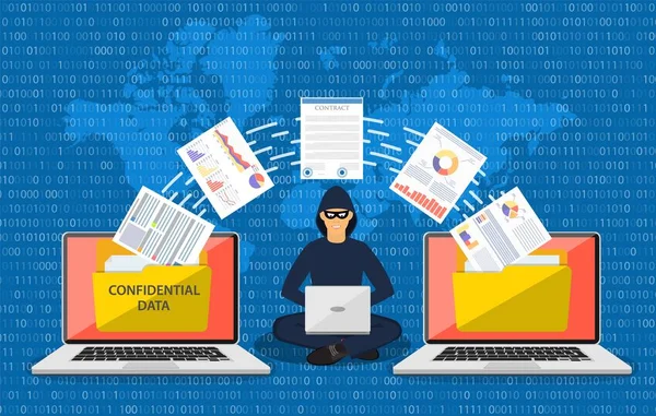 Veri kimlik avı, hacker saldırısı. — Stok Vektör