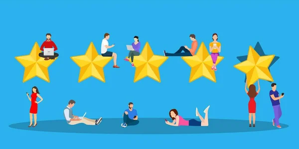 User giving five star rating. — Stock Vector