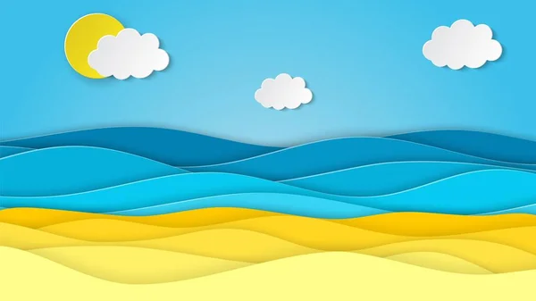 Paisaje marino con playa — Vector de stock