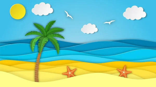 Морський пейзаж з пляжем , — стоковий вектор